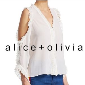 Alice + Olivia Claudette Ruffled V-neck Long Sleeve
